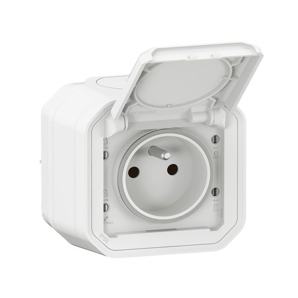 Legrand - Waterproof Earth Socket with Flap Plexo 16A 250V Complete for White Surface Mounting