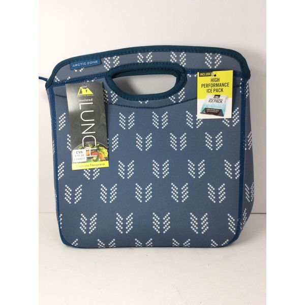 Arctic Zone Insulated Neoprene Lunch Bag With High Performance Ice Pack Blue/Wht