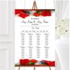 Romantic Red Roses Personalised Wedding Seating Table Plan