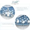 Handcess Opal Crystal Bride Wedding Hair Pin Flower Silver Bridal Hair Accessories Rhinestone Headpiece for Bride and Bridesmaids(Pack of 5)