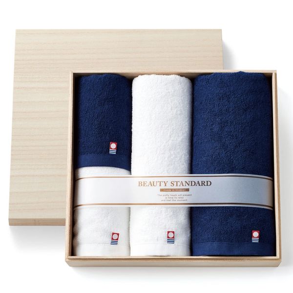 Dolce duo AM-1515 Imabari Towel Gift (Set of 4 in a Wooden Box), Made in Japan, 100% Cotton, Mini Bath Towel, Face Towel, Wash Towel