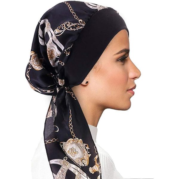 FADACHY Chemo Headwear for Women Headwear with Soft Silk Head Scarf,Floral Elastic Hair Scarf Cancer Cap Turbans Headwraps for Woman Ladies Hair Loss Summer