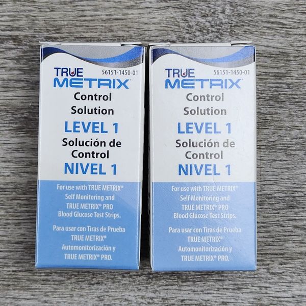 Lot Of 2 True Metrix Blood Glucose Control Solution Level 1 1 X 3 mL R5H01-1