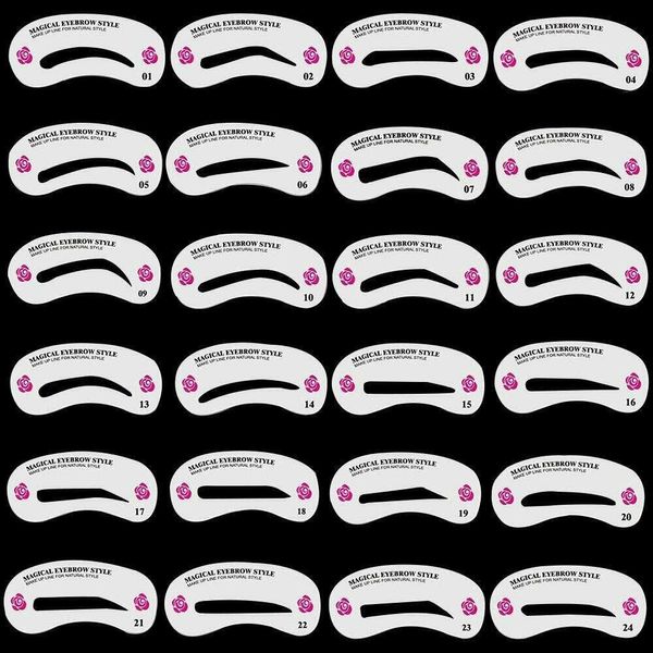 Eyebrow Shaping Stencil Grooming Shaper Charm Template Makeup Tool Kit 24pcs/set