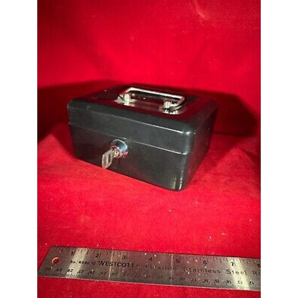 Small Black Metal Money Box With Lock & Key                                22-42