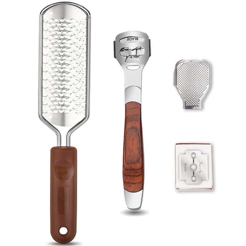 Colossal Foot Rasp & Wood Handle Callus Shaver (10 Replacement & 1 Foot ...