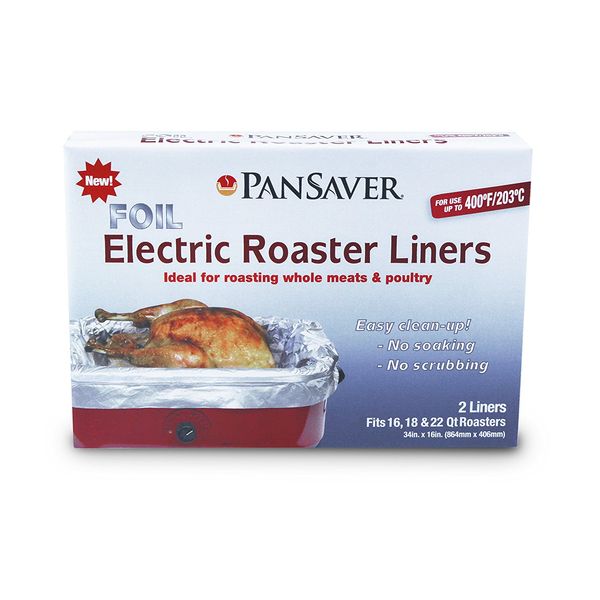 PanSaver 45950 Foil Electric Roaster Liner Pack of 4 - Fits 16-22 Qt Roasters - up to 400 Degrees