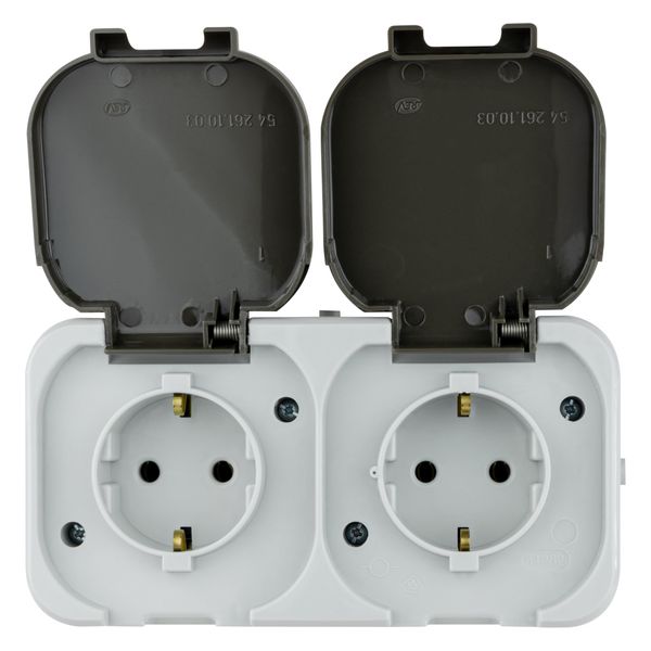 REV AquaTop Wet Room Socket Surface-Mounted Socket 2-Way IP44 Single Pole Grey Sockets