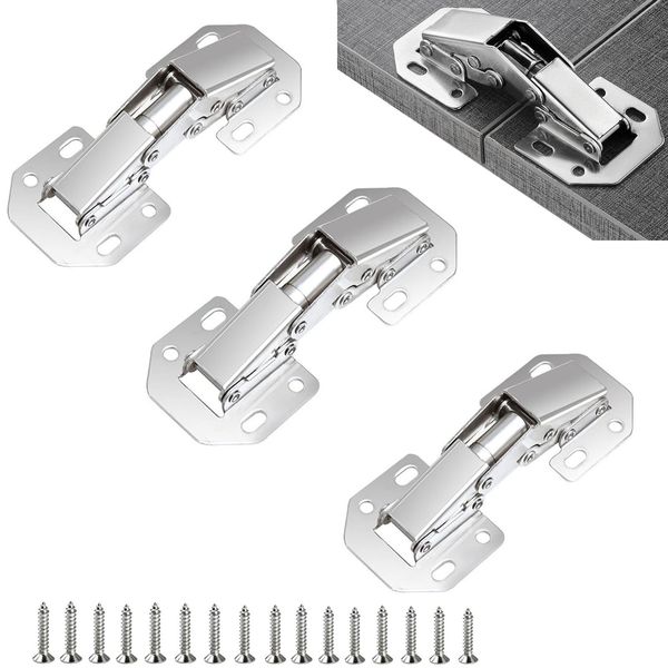 Zakata Hinge Sliding Hinge Repair Set of 4 Concealed Hinges Steel Hinges Door Hinges Cabinet Hinges with 16 Screws Mute, Rust Resistant, No Drilling Required for Repairing and Fixing Windows, Doors, Cabinets, Shelves, Storage Cabinets