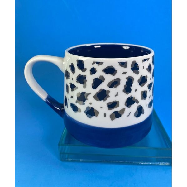 Sheffield Home Cheetah Leopard Print Coffee Mug 17 oz Silver/White/Blue Cup c89