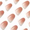 24pcs Short Round False Nails French Gradient Pink Full Coverage Removable Nail Tips