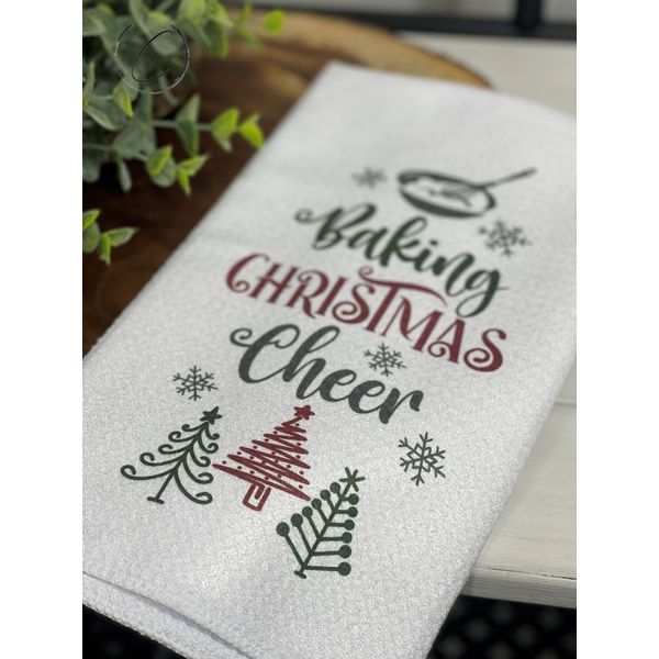 Baking Christmas Cheer Waffle Weave Tea Towel