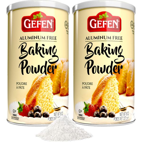 Gefen Baking Powder Aluminum Free, 8oz (2 Pack) | Total of 1LB | Resealable Canister | Gluten Free | Cornstarch Free | For Cooking & Baking