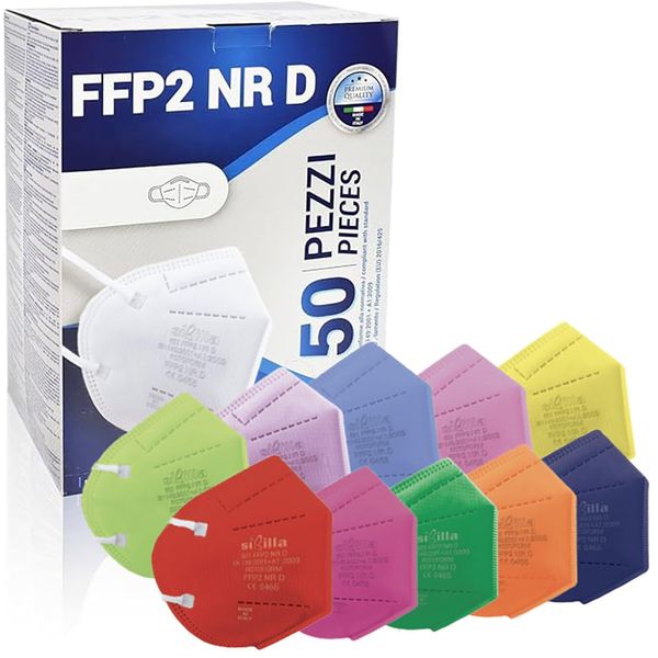 Rotoform 50st. FFP2 Masken, 5-lagig Schutz FFP2 Maske Bunt, FFP2 Maske CE2233, FFP2 Maske Bunt Erwachsene EN 149:2001+A1:2009, Masken BFE ≥ 94%, FFP2 Halbmaske Filtern