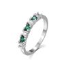 Ladies Handmade Solid Sterling 925 Silver Emerald and White Sapphire Eternity Ring (Q)