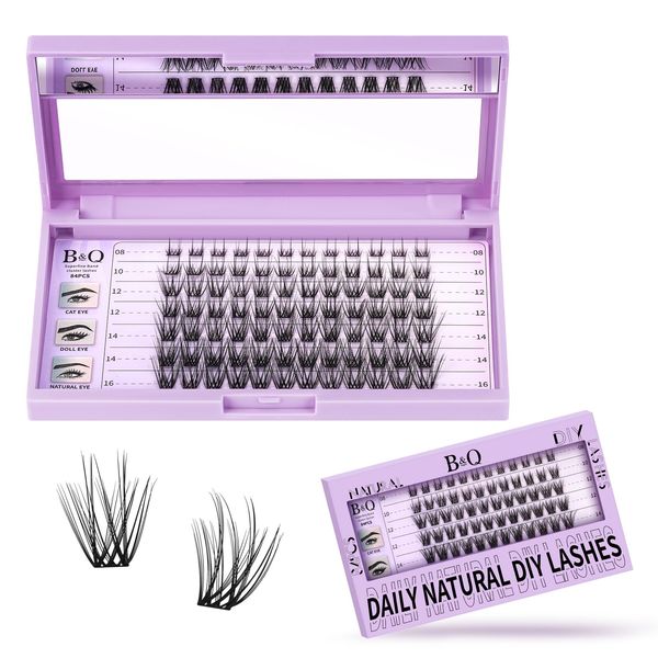 Wimpern Extensions 84 PCS Z06 B&Q Einzelne Wimpern DIY Lash Clusters für Anfänger Wiederverwendbar Wimpernbüschel Einzelwimpern für Wimpernverlängerung zu Hause Lashes Wimpern Extension(Z06,C-8-16MIX)