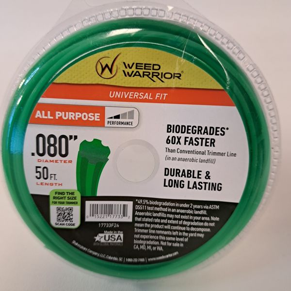 Weed Warrior .080" x 50ft All Purpose Biodegradable Trimmer Line Universal Fit