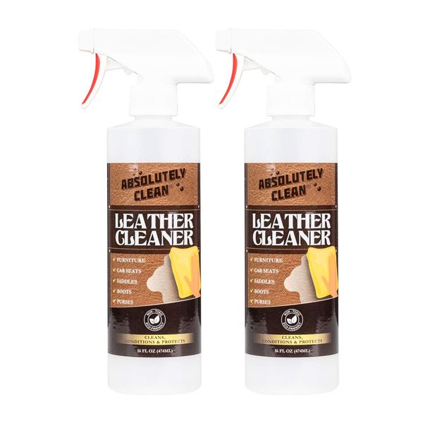 Amazing Leather Cleaner/Conditioner/Deodorizer | Powerful, Natural Enzyme Cleaner | USA Made | Great for Leather & Vinyl, Furniture, Boots, Purses, Clothing | Removes Stains Spray & Wipe (16oz 2 PK)