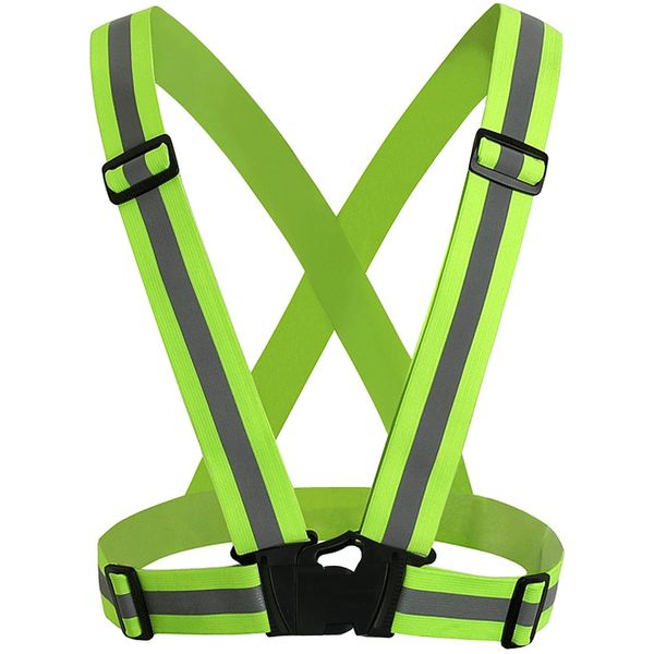 TRIXES Unisex Adjustable High Visibility Vest - Reflective Safety Harness - Fluorescent Green