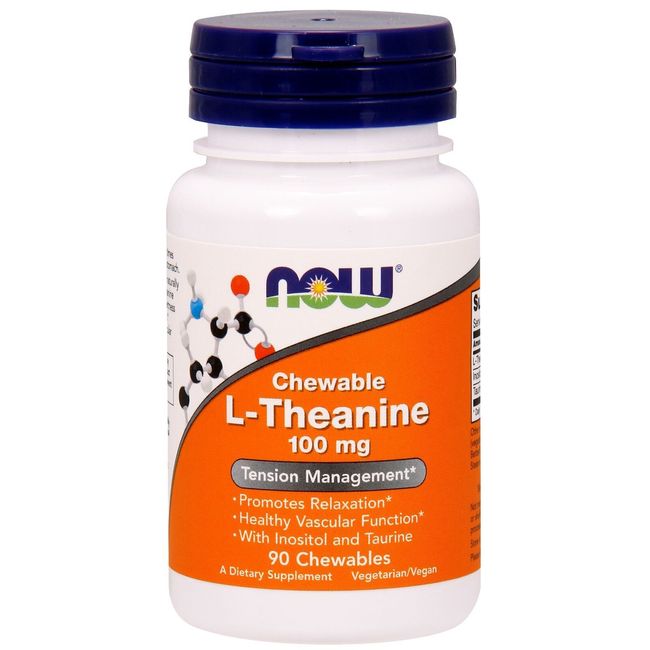 NOW Foods L-Theanine, 100 mg, 90 Chewables