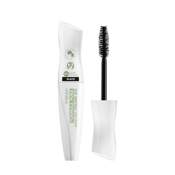 Deborah Milano Formula Pure BIO Volume Mascara, hohe Verträglichkeit ohne Parabene, Volumeneffekt mit langem Halt, mit Arganöl für starke und geschützte Wimpern, Schwarz, 12 ml