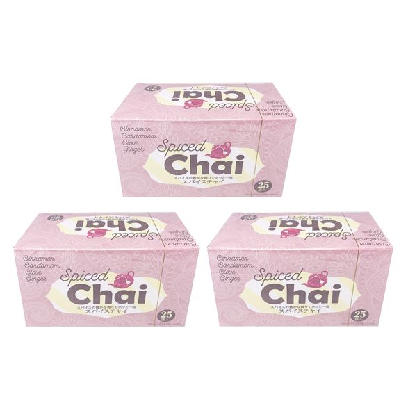 Sri Lanka Direct Import Spice Chai Tea Pack [1 Box, 0.9 oz (25 g), Set of 25, 3 Pieces (75 Pieces)] Gift Set, Also For Various Events Sales, End of Sale Premium (Stock Limit), Great Relaxing Tea Time Wrapped in the Gorgeous Scent of Chai, Recommended for 