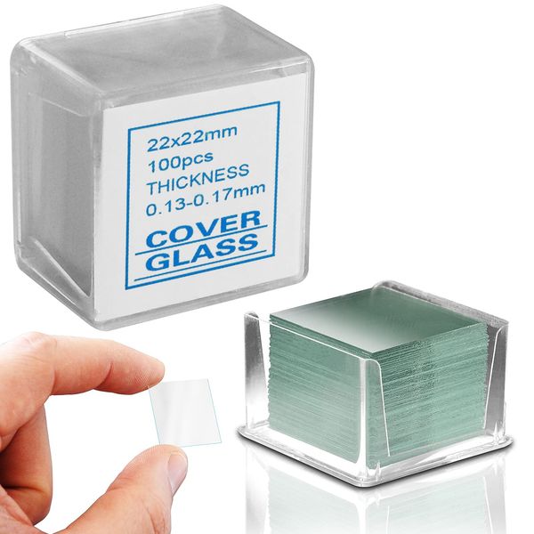 100pcs RE-GEN Microscope Slide Coverslips Square Glasses | 100 Cover Slips Per Box | Glass Size 22mm x 22mm