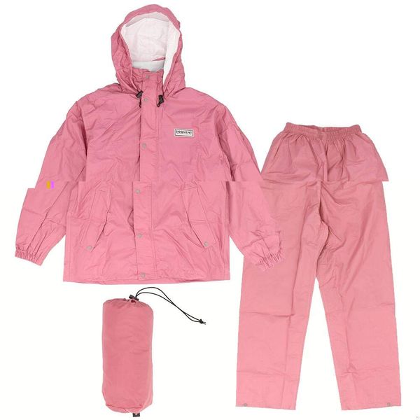 Doqment Rain Wear Top and Bottom Set, Breathable, Waterproof, Fully Lined Mesh, Toray Entrant Rain Suit II for Men - safety pink