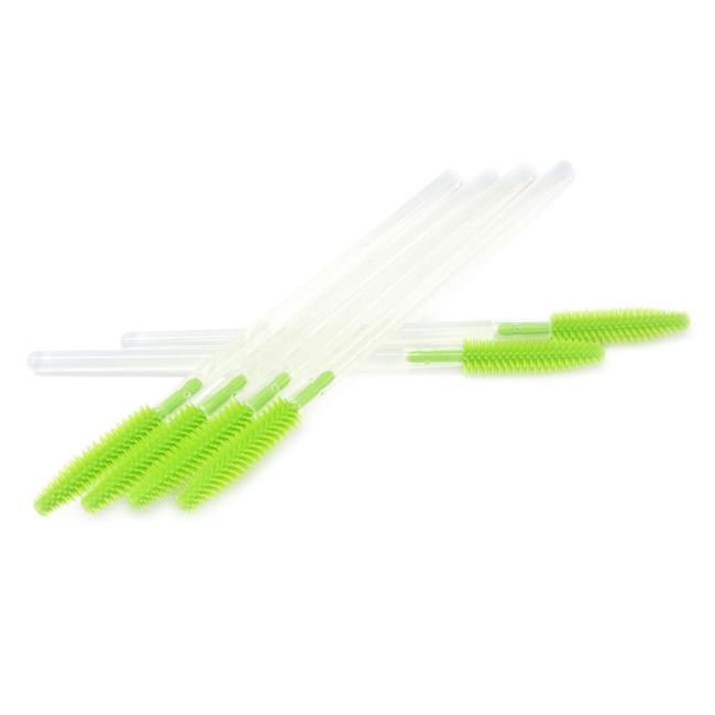 50 Count Disposable Eyelash Brushes Clear Mascara Extension Applicator Brush Wands Silicone (Lime Green)