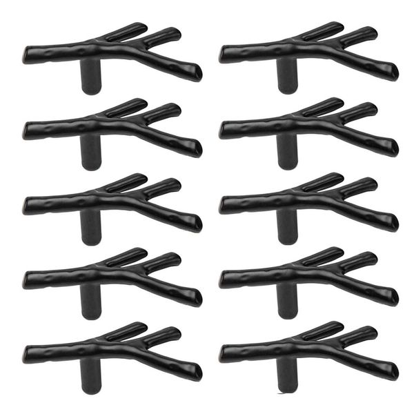 CENGOOD AchNau 10x Cabinet Knobs Wardrobe Drawer Door Cupboard Handle Pulls Twig Single Hole Black