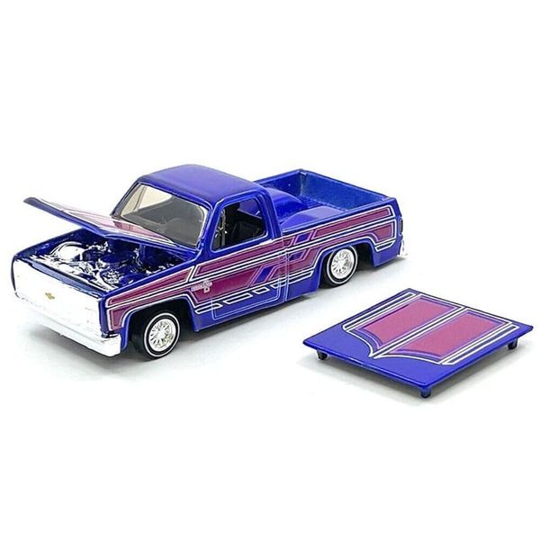 1987 1500 Pickup Truck Blue Metallic with Graphics Lowriders Design Series 1/64 Diecast Model Car15494-23G