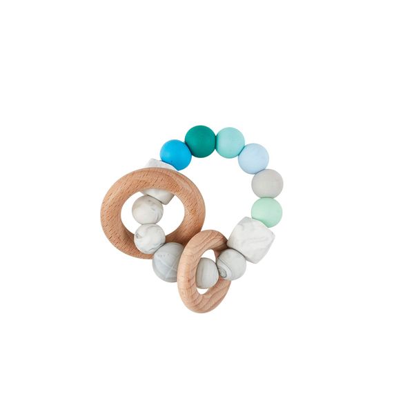 Mud Pie Blue Green Silicone Wood Teeth