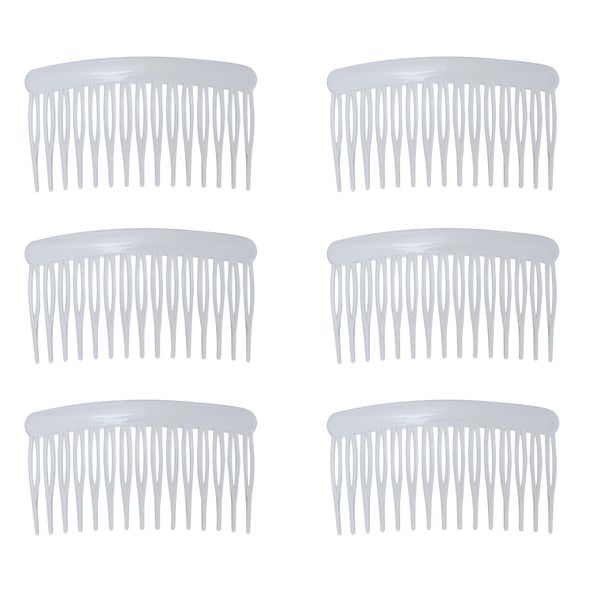 Ruwado 6 Pcs Hair Side Combs 15 Teeth 8 x 4.5 cm Small Twist French Style Hair Pins for Women Wedding Bridal Veil Fine Long Curly Hair Supplies (Clear)