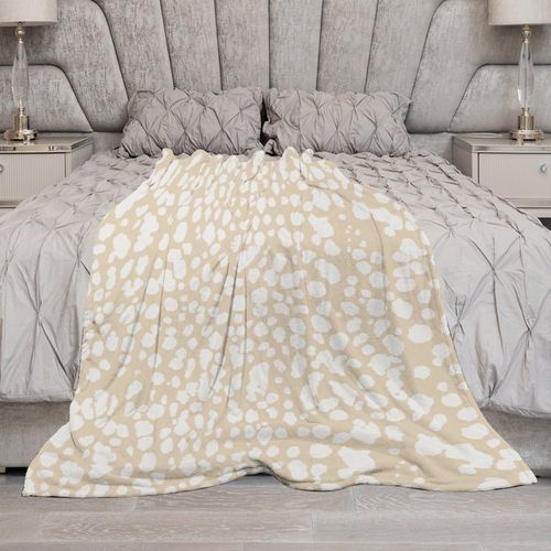 Yinrune Solid Cream Leopard Blankets Cheetah Animal Print Fuzzy Blanket Throw Decor Plush Super Soft Warm Coral Fleece Blanket for Sofa Chair Living Room Adult and Kids Blanket 40x50