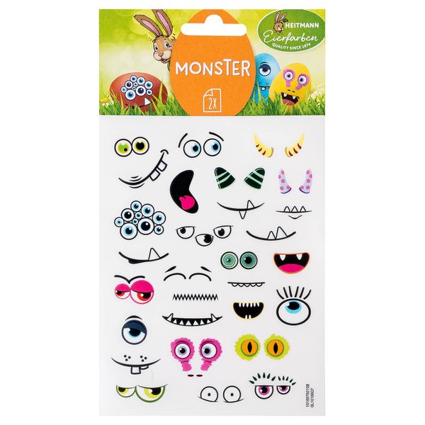 Heitmann Eierfarben - Sticker Monster - 2 Motif Sheets, 1018607, Multi-Coloured