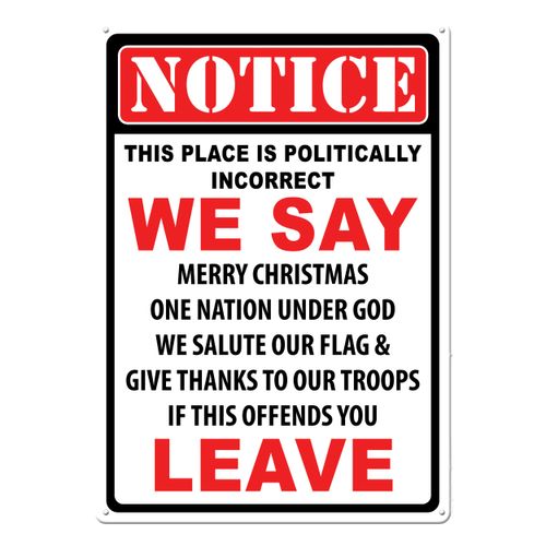 Rivers Edge Products Retro Metal Tin Sign, 17" x 12" Weatherproof Metal Wall Art for Indoor or Outdoor Decor, Vintage Man Cave, Bar, Cabin, Garage, or Home Decor, Politically Incorrect