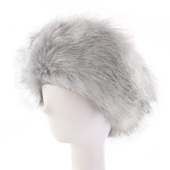 Winter Stirnband,MoreChioce Kunstpelz Fuchs Pelz Haarband Schickes Winter Stirnband Kunstpelz Ohrenwärmer für Damen Winter Outdoor Warmer Ski Kopfwickel Winter festliche Headwrap,Hellgrau