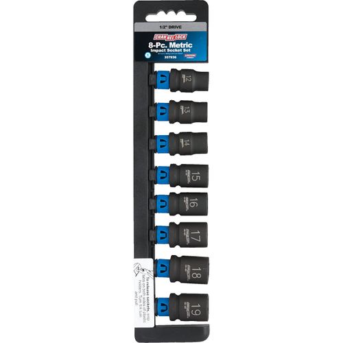 Channellock Products Metric 1/2" Drive 6-Point Shallow Impact Driver Set (8-Piece)