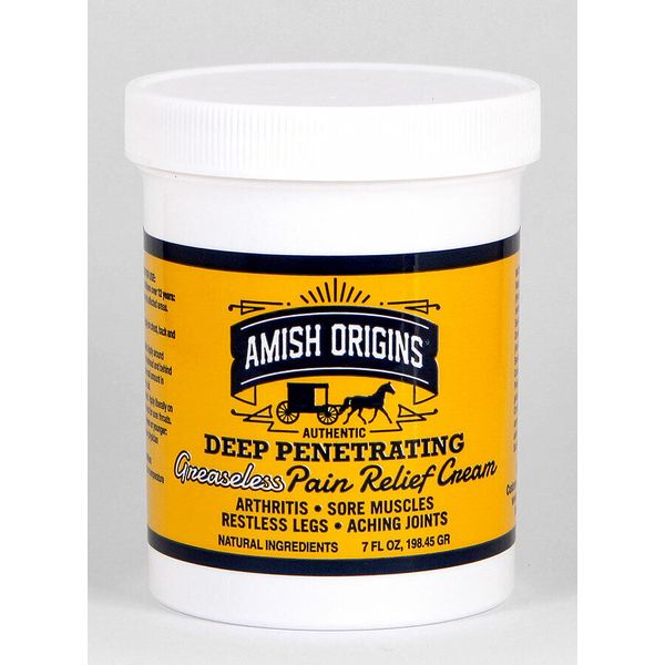 Amish Origins Deep Penetrating Greaseless Pain Relief Cream Restless Legs 7oz