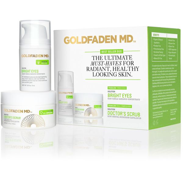 GOLDFADEN MD Duo Kit Bright Eyes and Doctors Scrub for Radiant Healthy Looking Skin