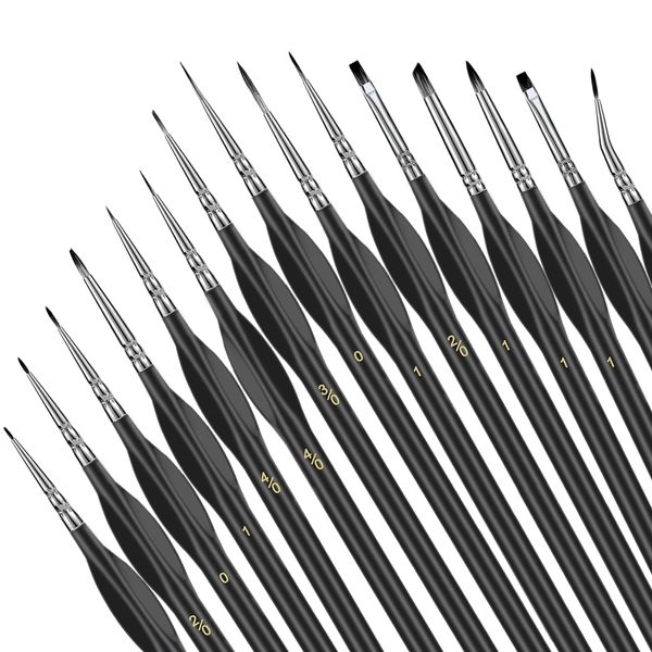 DLUSZERT 15Pcs Detail Paint Brush Set, Fine Paint Brushes Detail with Triangular Handles, Artist Miniature Paint Brushes for Fine Detailing, Art Painting, Models, Oil Acrylic, Nail