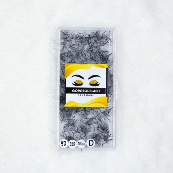 9D Curl D Lashes, 1000 Pre-made Volume Fans (9D 005 Curl D, 10mm)