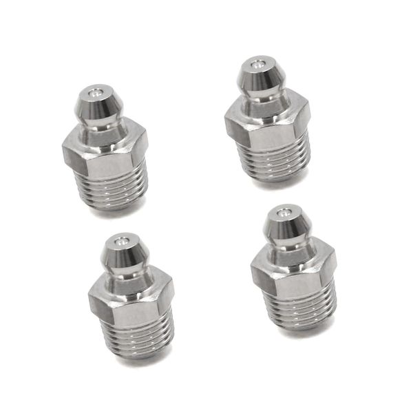 A ABSOPRO 4pcs 1/8" Thread Stainless Steel Straight Grease Nipple Fitting Item Replacement