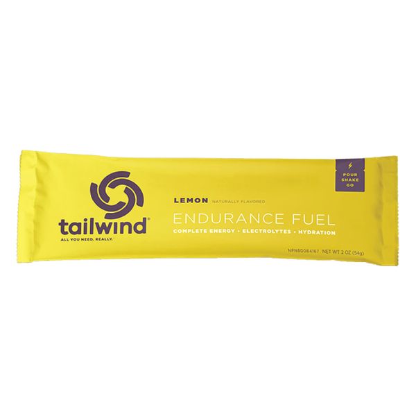 Tailwind Nutrition Endurance Fuel, Grab-and-Go Hydration Drink Mix with Electrolytes, Non-GMO, Free of Soy, Dairy, and Gluten, Vegan, Lemon, Pack of 12