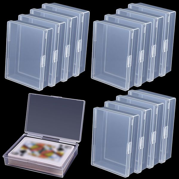 Aosmeol 12 Pack Playing Card Case,Empty Playing Card Deck Boxes,Clear Card Case,Plastic Playing Card Box,Playing Card Deck Cases,Plastic Storage Box Card Holder Snaps Closed for Gaming Cards(NO Cards)