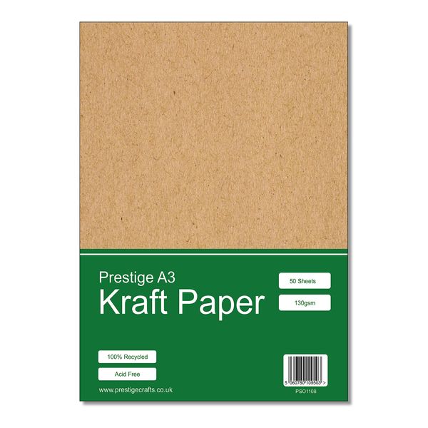 Prestige Kraft Paper A3 Recycled 130gsm 50 Sheets