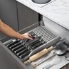In-drawer Cutter Block, Cutter Organizer Drawer Insert, Expandable Kitchenware Storage Holder for Cupboard Drawer