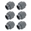 sourcing map 6 Pcs 1" Union PVC Coupling Pipe Fitting (Socket x Socket) PVC Slip Union Coupling Adapter Schedule 40, EPDM O-Ring, Grey
