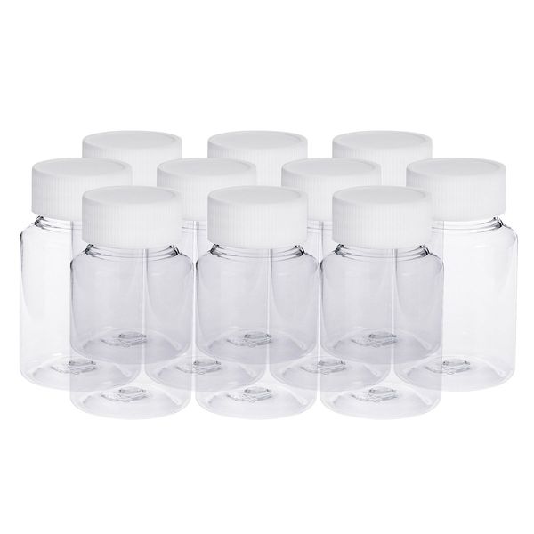 ROSENICE 10pcs Empty Plastic Bottles 80ml with Lid for Medicine Pill