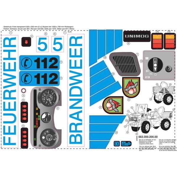 Sticker Set for Fire Brigade Unimog